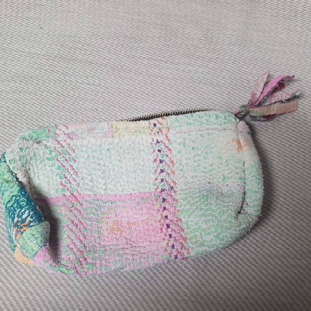 Pastel Patchwork Kantha Pouch #12 - image 1